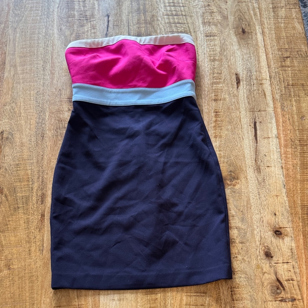 Likely Marena Strapless tube colorblock fitted Dress pink blue NWT size 2